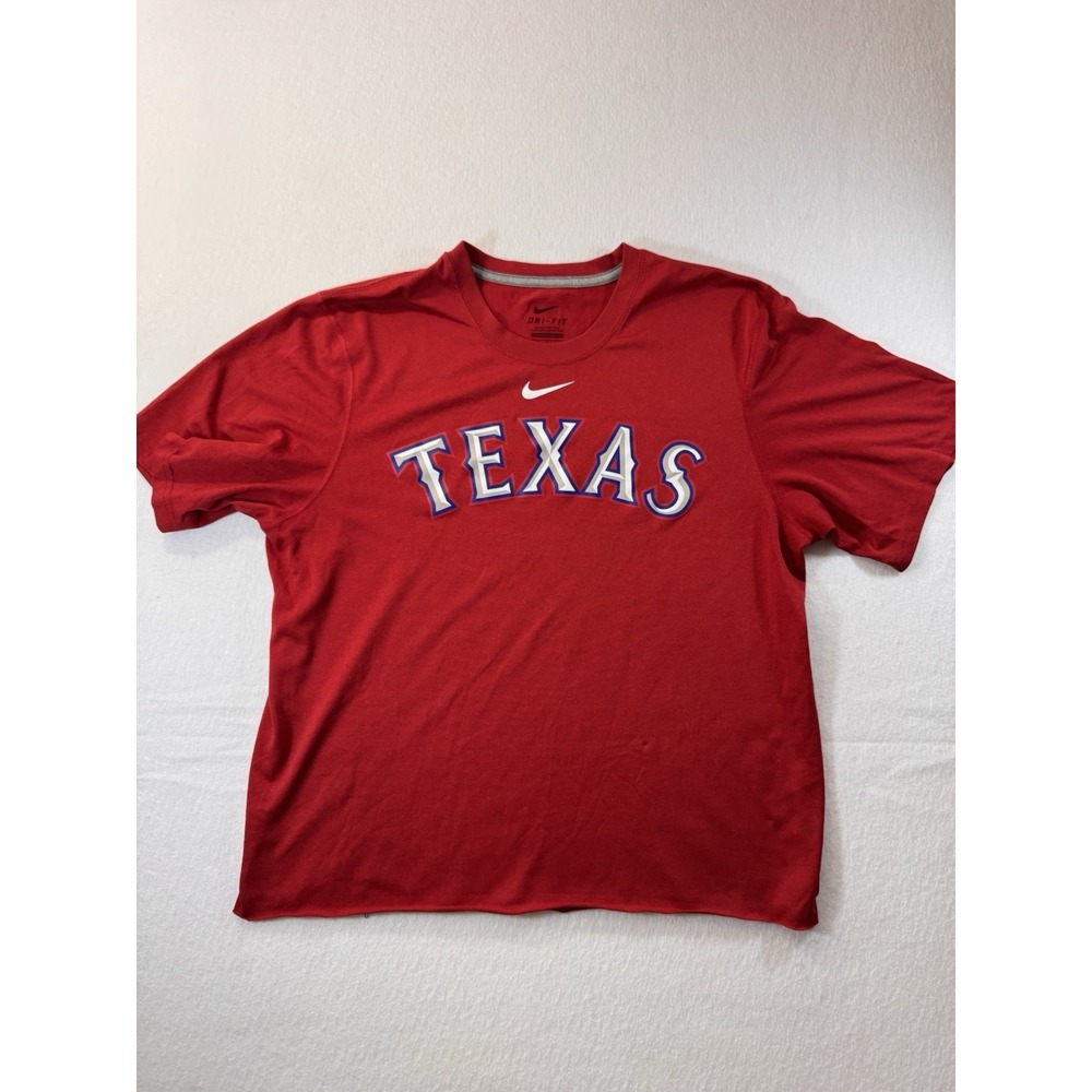 Nike Dri-FIT Mens Cropped T Shirt Medium Red Texas Rangers Baseball MLB Sports